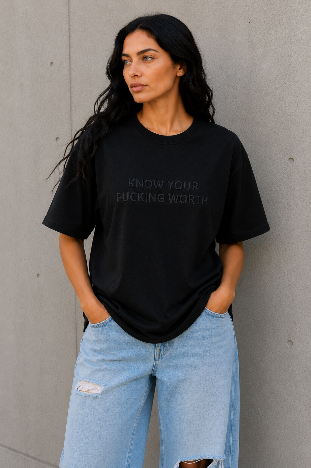 KNOW YOUR FUCKING WORTH Embroidered Tee