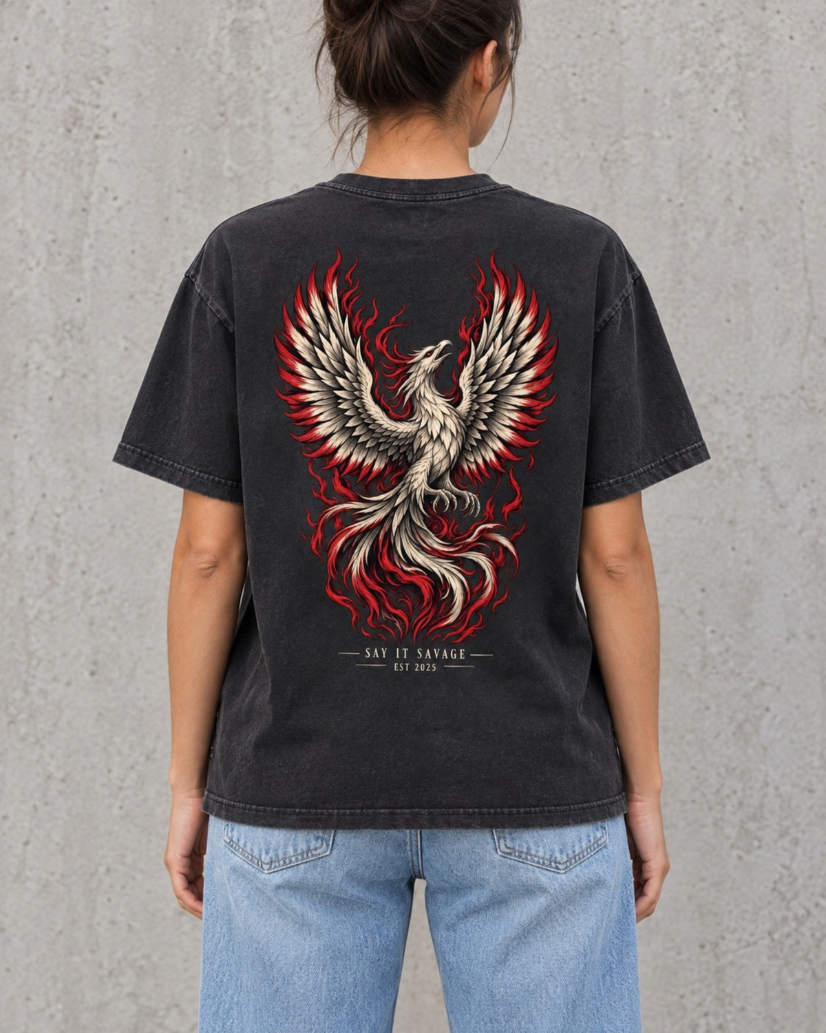 Rose From The Ashes Tee in Washed Black.