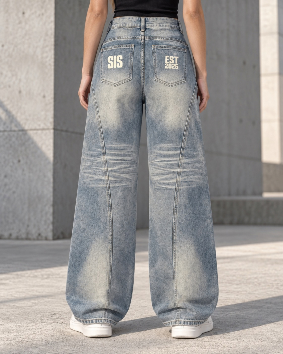 SIS Wide Leg Jeans in Vintage Blue.