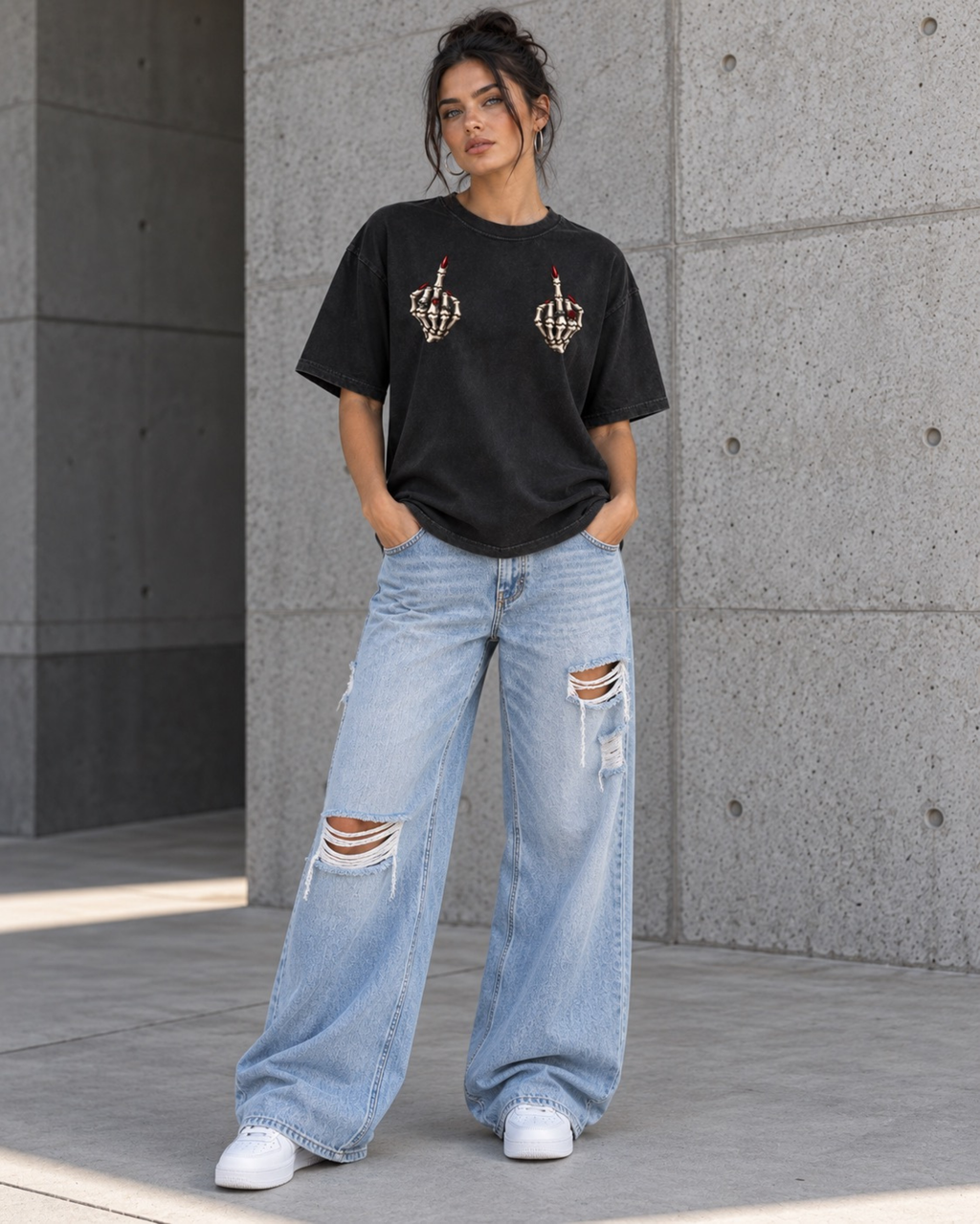 Middle Finger Tee- Vintage Wash Cotton T-Shirt