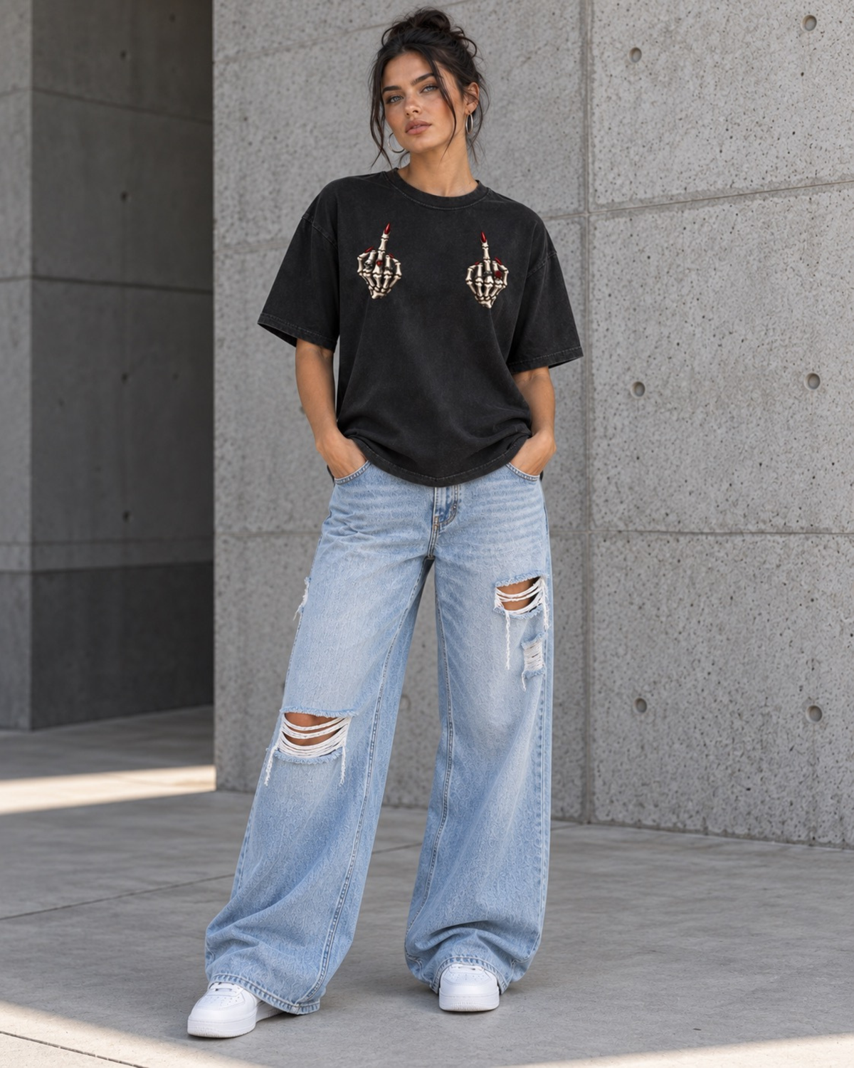 Middle Finger Tee- Vintage Wash Cotton T-Shirt