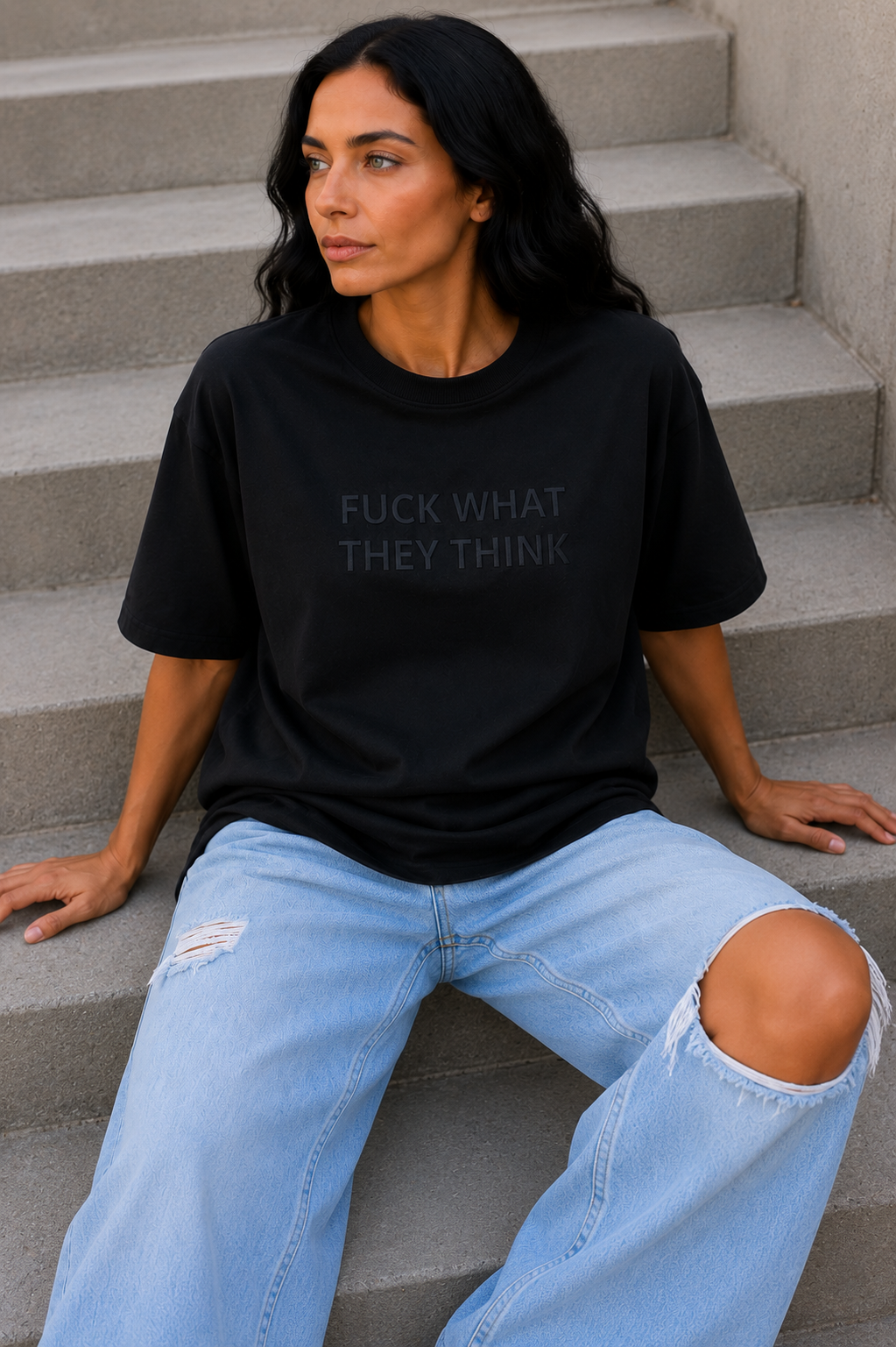 FUCK WHAT THEY THINK Embroidered Tee