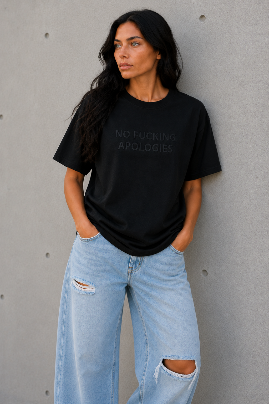 NO FUCKING APOLOGIES Embroidered Tee