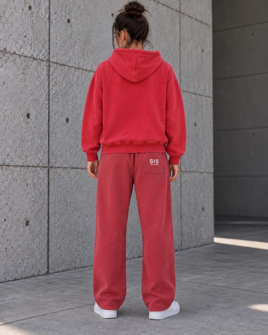 Savage Streetwear Hoodie in Washed Red / White.