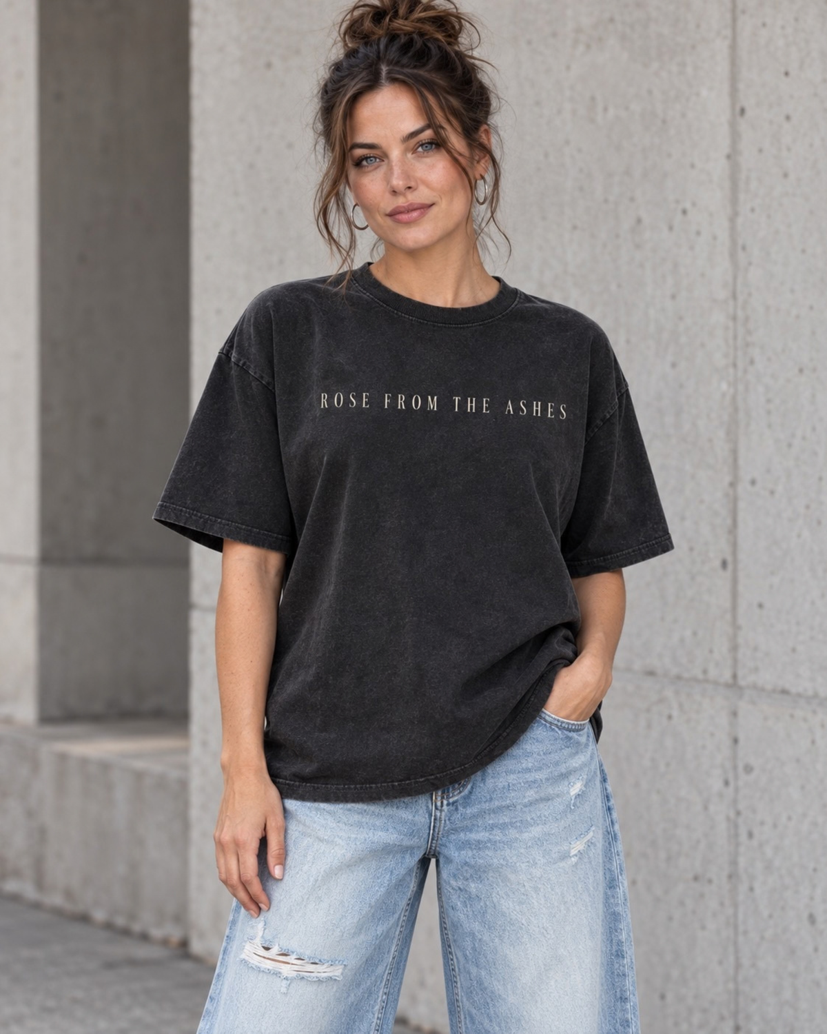 Rose From The Ashes Tee in Washed Black.