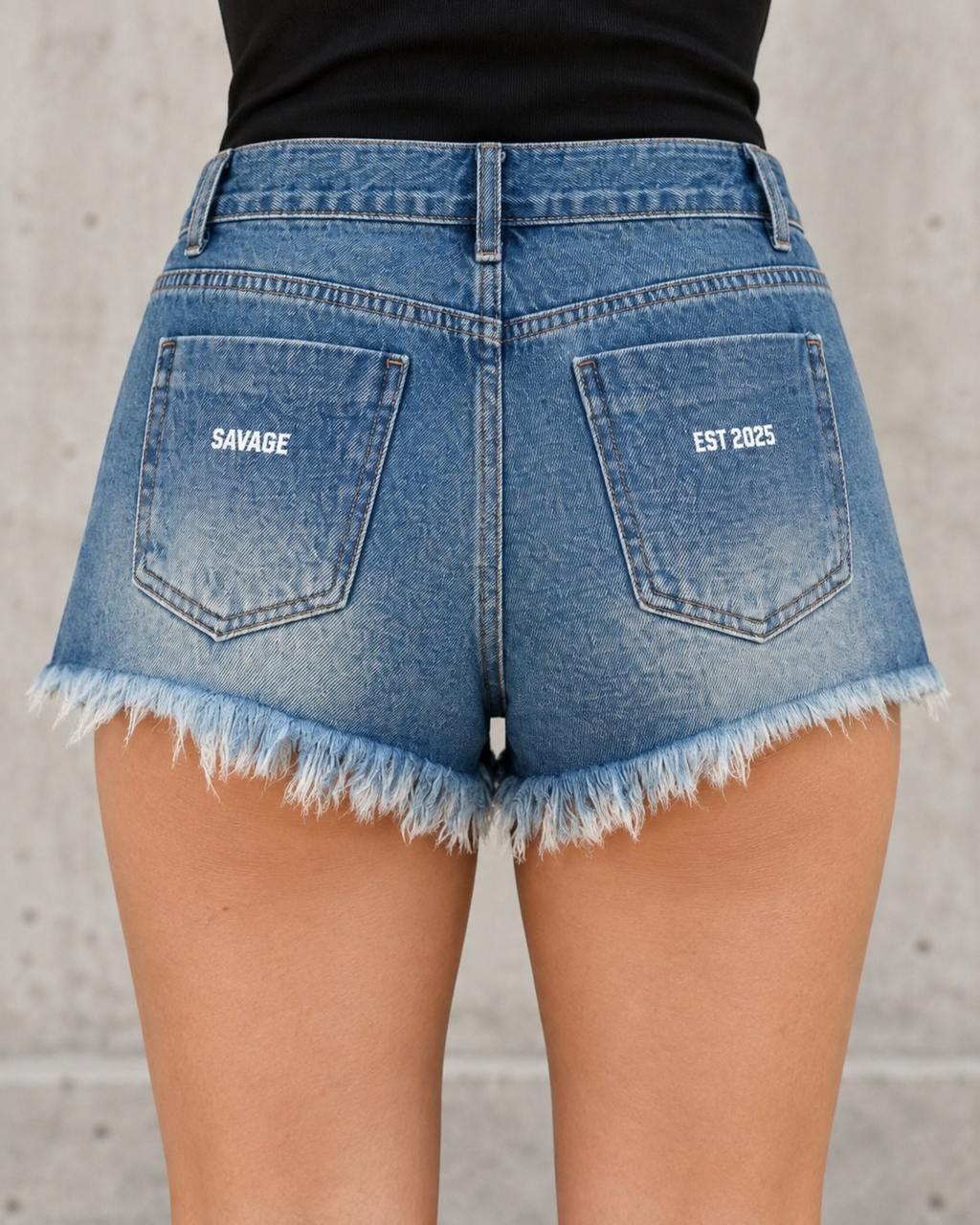 Women's Vintage Wash Raw Hem Denim Shorts