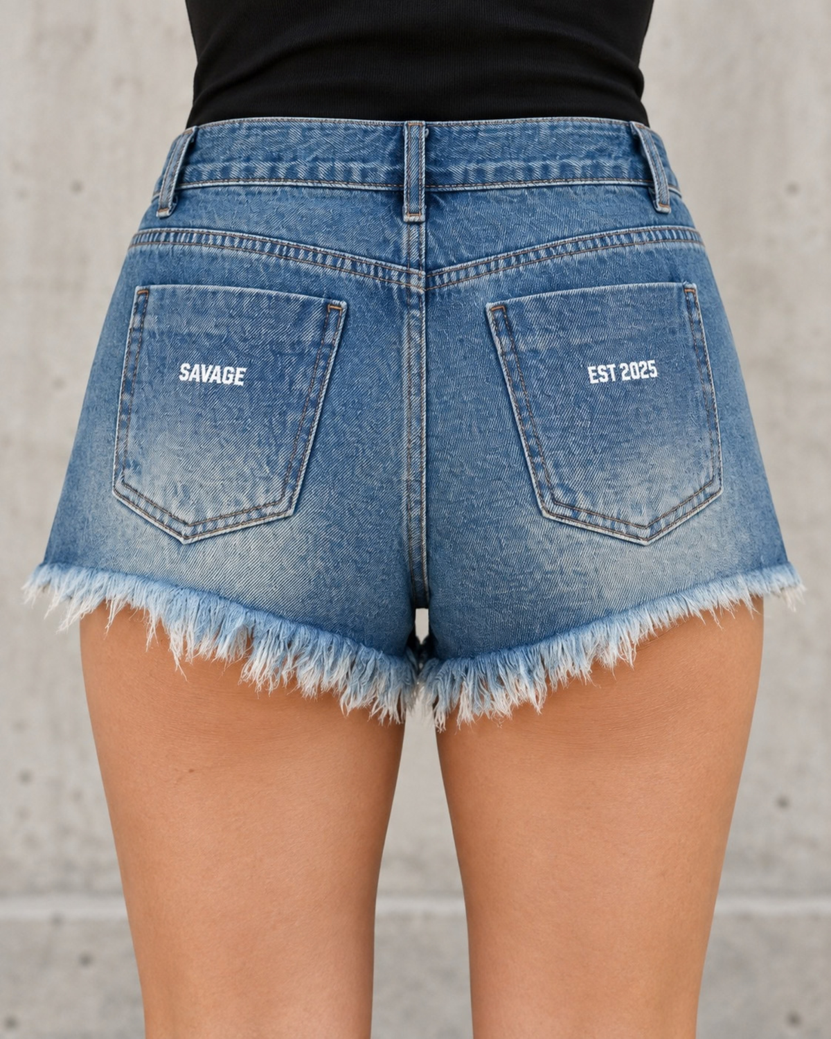 Women's Vintage Wash Raw Hem Denim Shorts