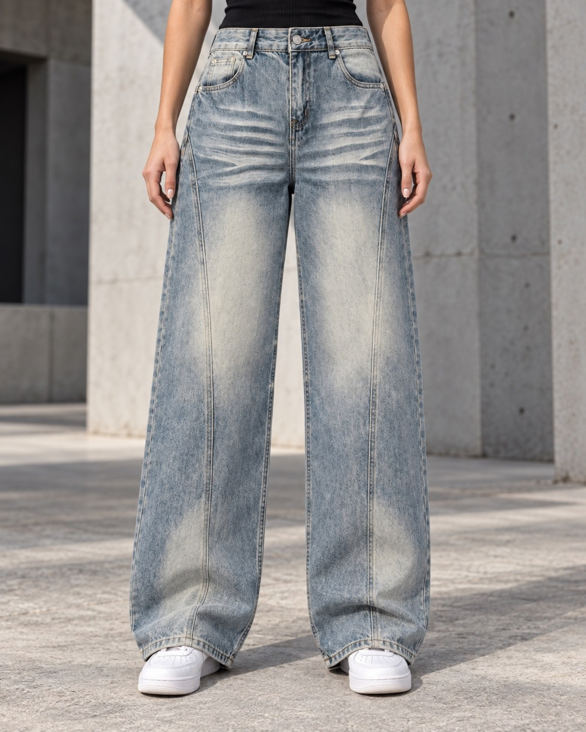 SIS Wide Leg Jeans in Vintage Blue.