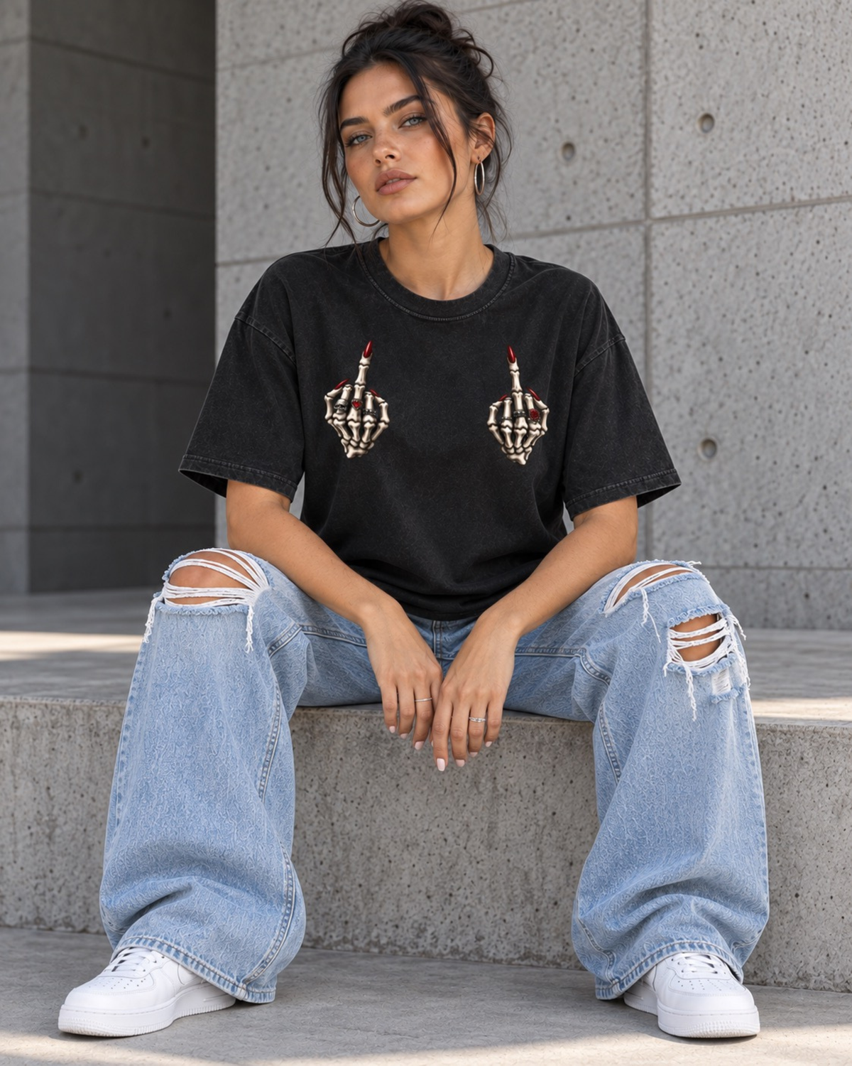Middle Finger Tee- Vintage Wash Cotton T-Shirt