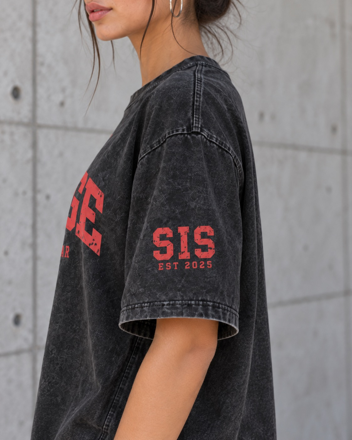 Savage Streetwear Oversized Tee Washed Black / Red