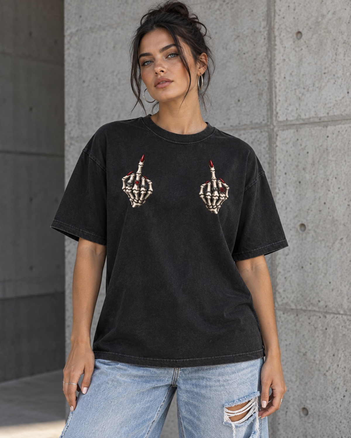 Middle Finger Tee- Vintage Wash Cotton T-Shirt