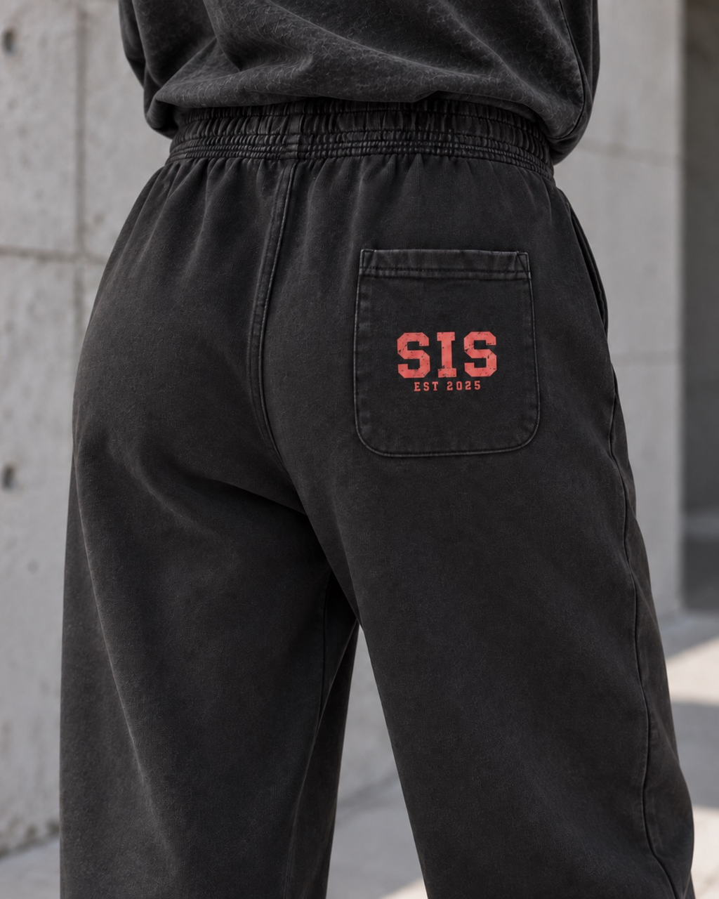 SIS Straight Leg Sweatpants in Washed Black