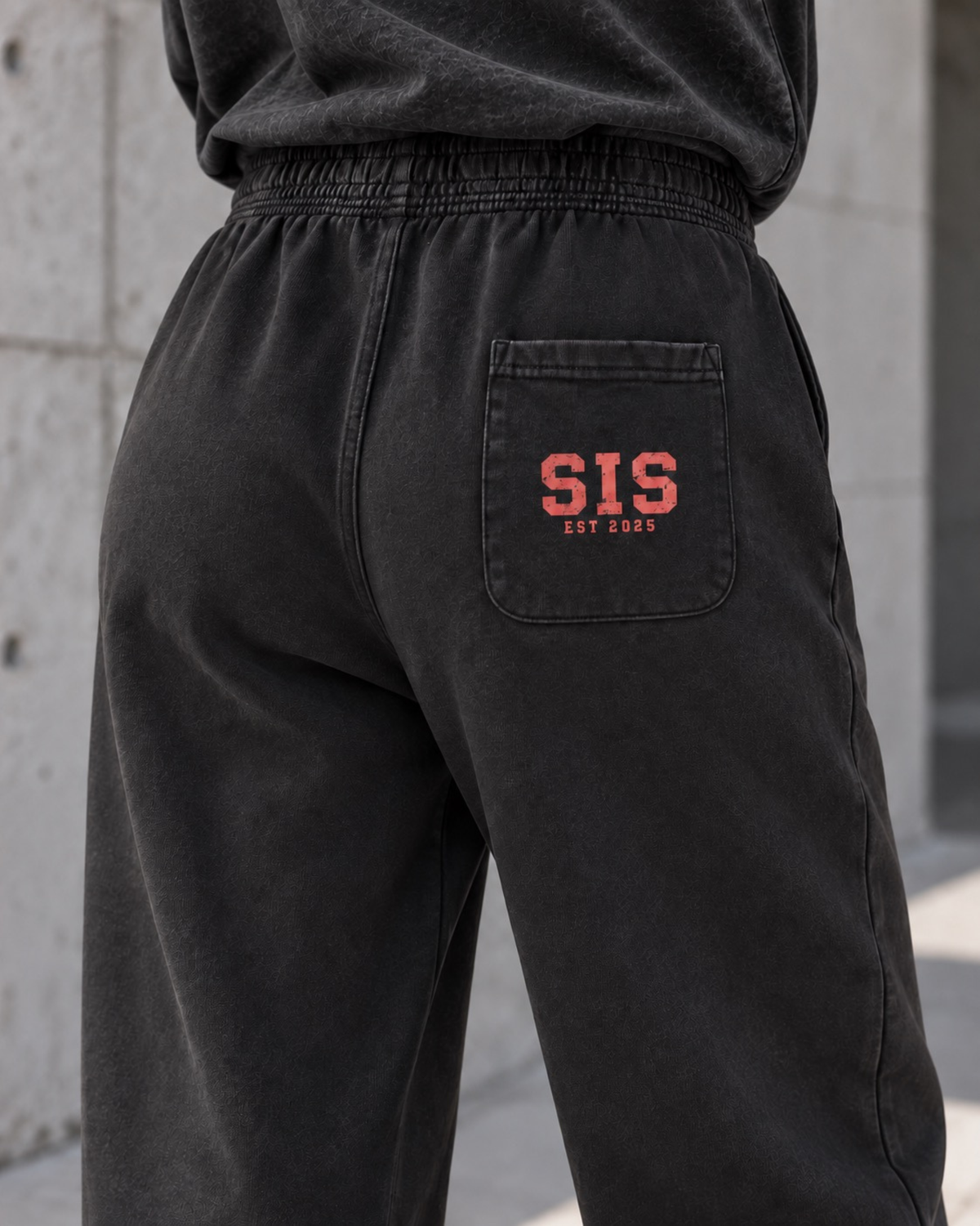 SIS Straight Leg Sweatpants in Washed Black