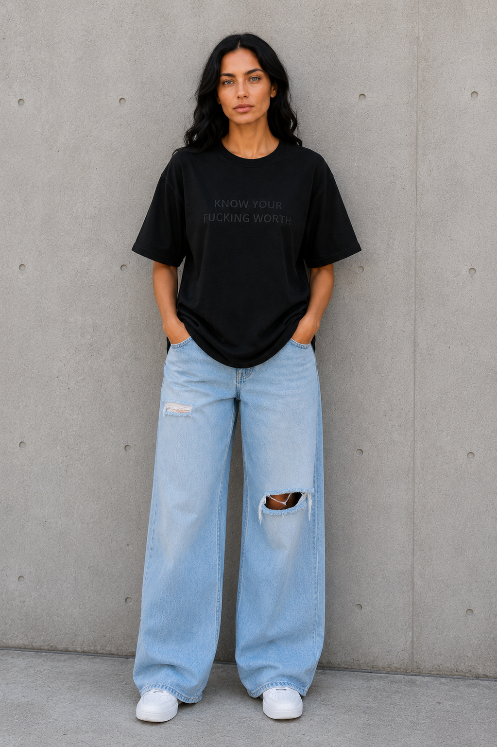KNOW YOUR FUCKING WORTH Embroidered Tee