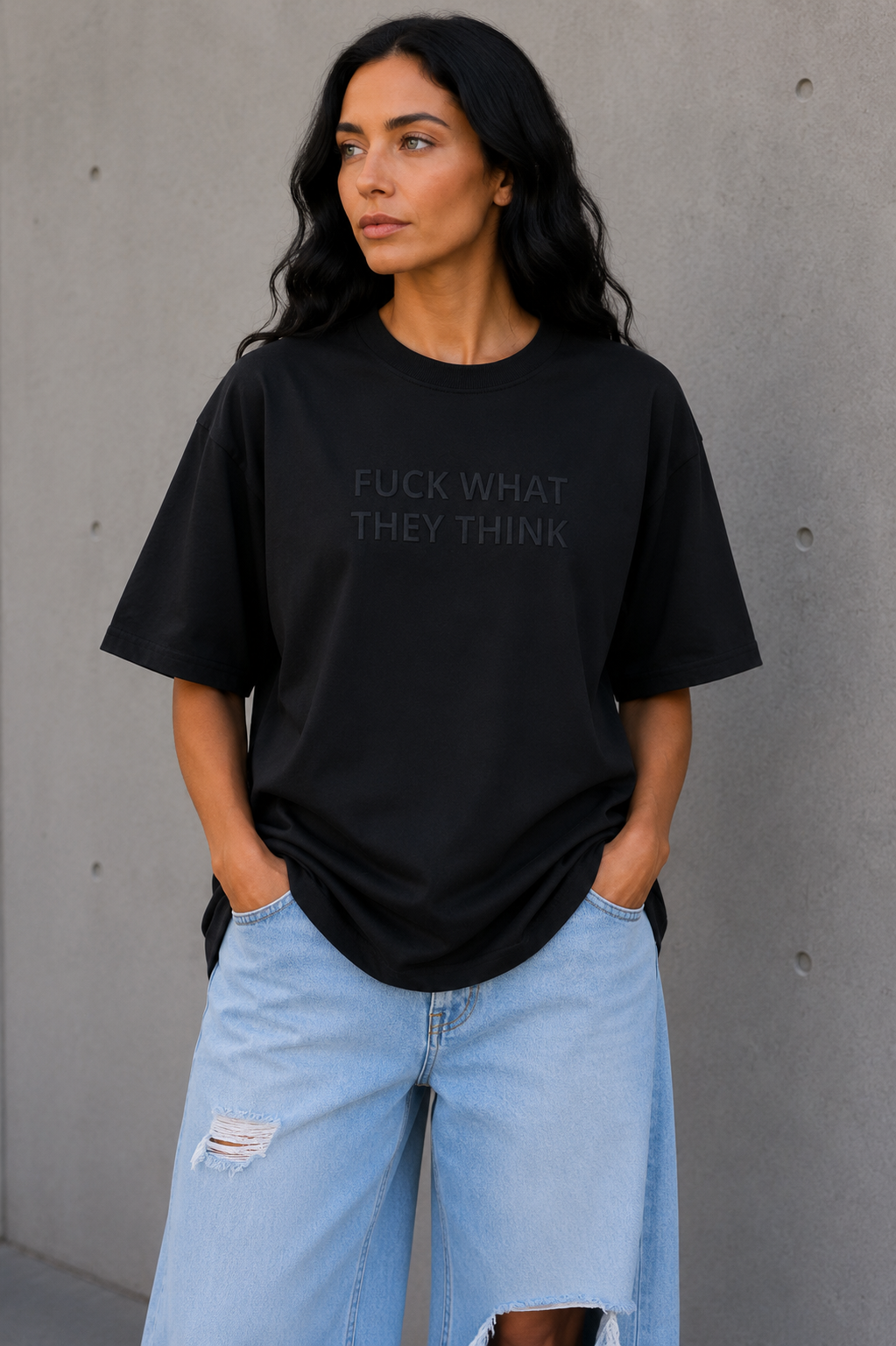 FUCK WHAT THEY THINK Embroidered Tee