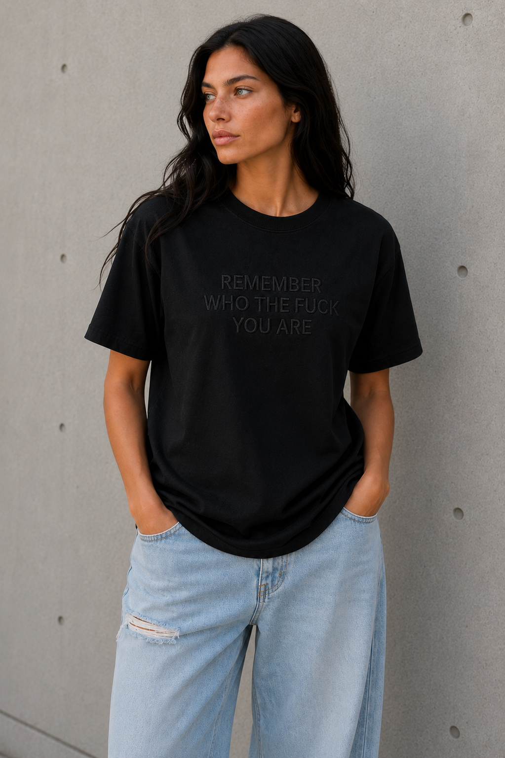 REMEMBER WHO THE FUCK YOU ARE Embroidered Tee