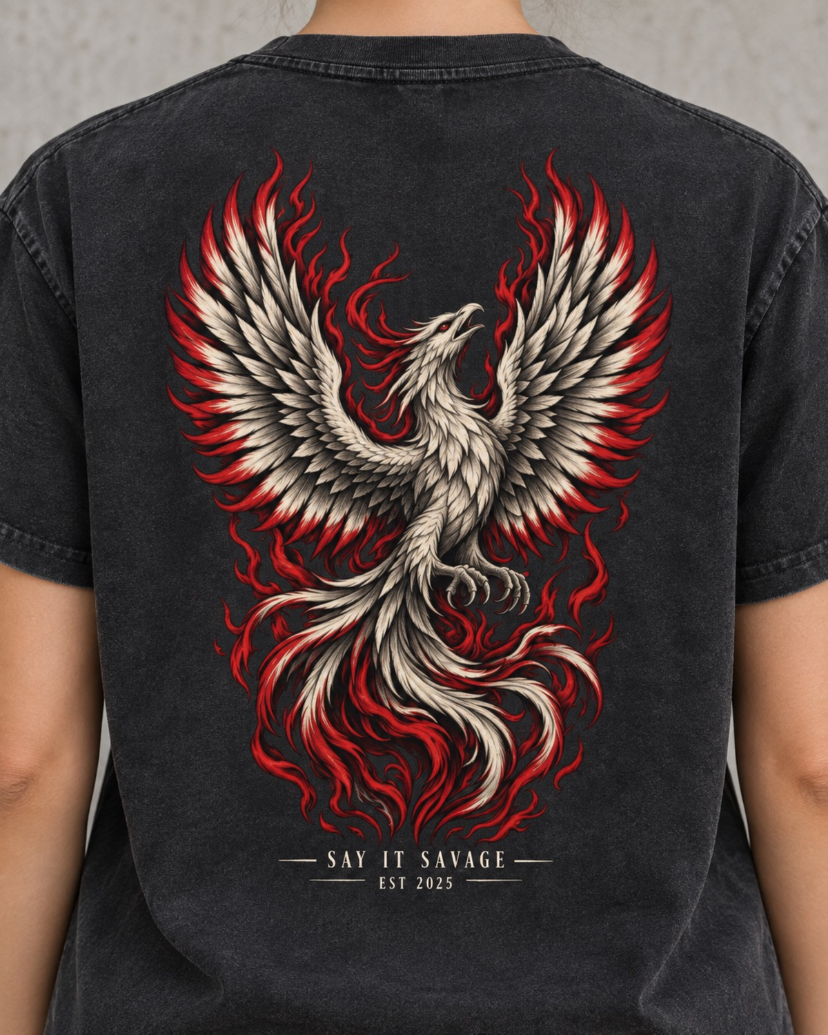 Rose From The Ashes Tee in Washed Black.