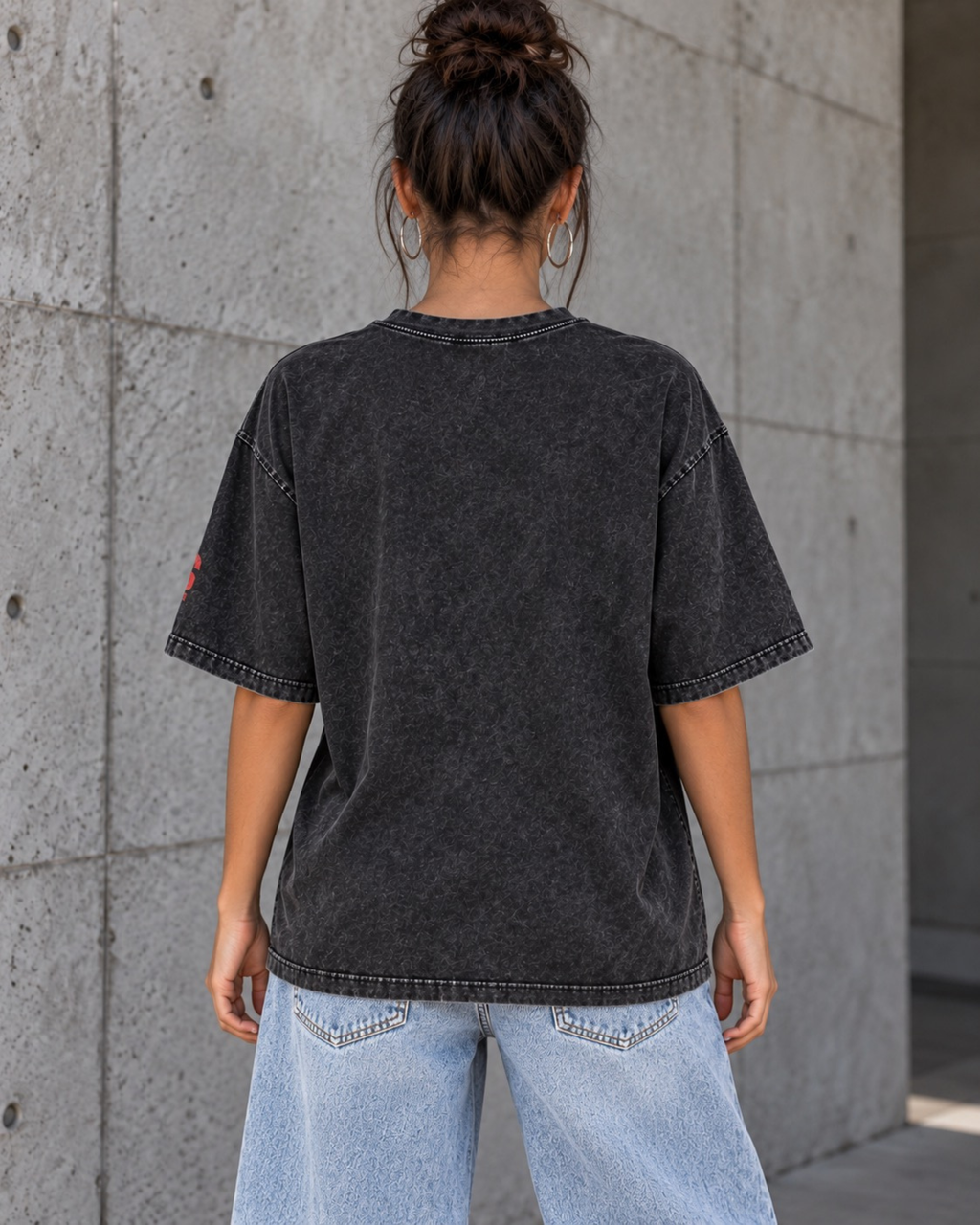 Savage Streetwear Oversized Tee Washed Black / Red
