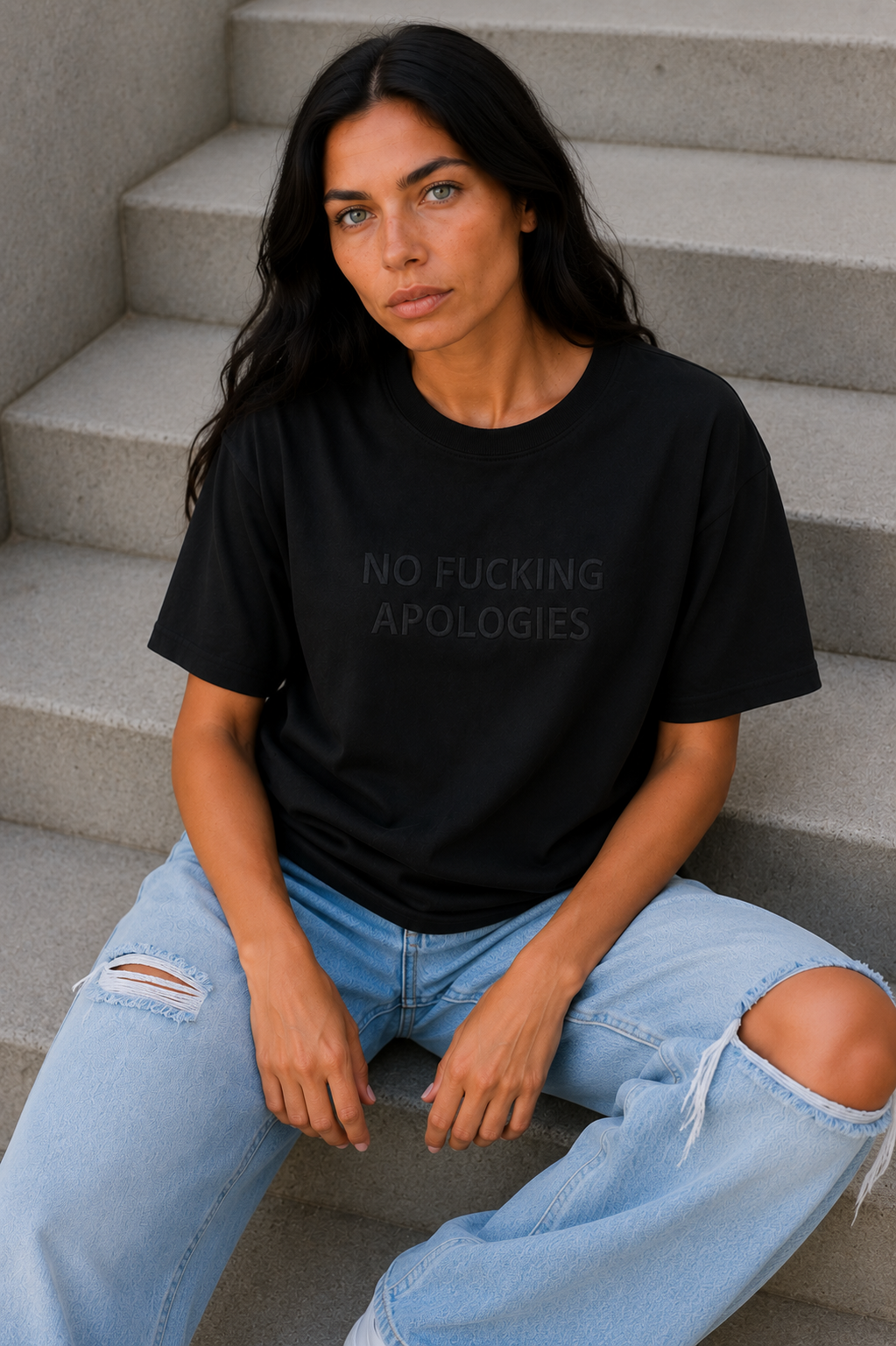 NO FUCKING APOLOGIES Embroidered Tee