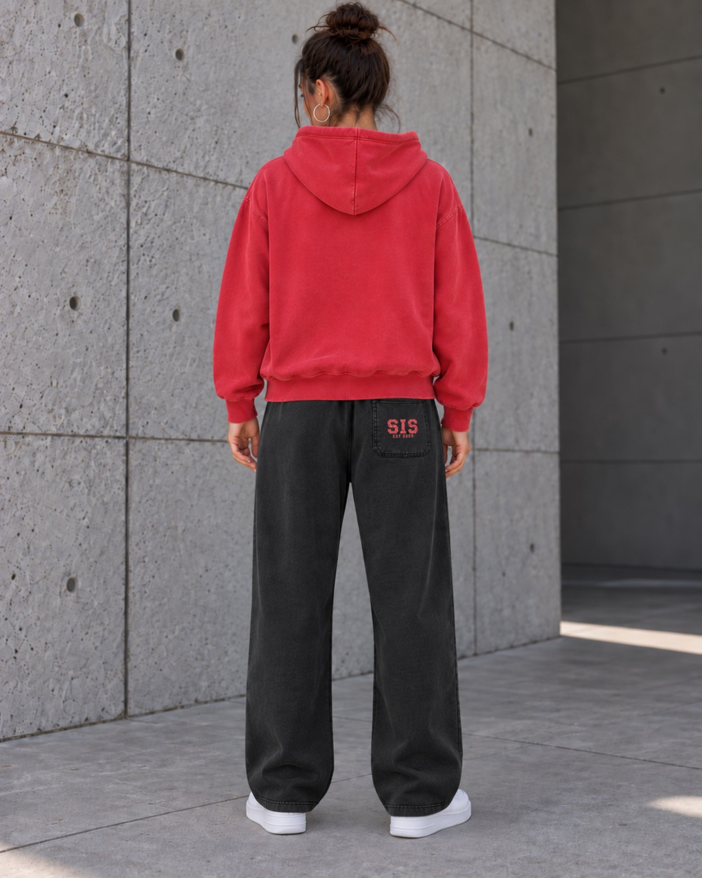 Savage Streetwear Hoodie in Washed Red / White.