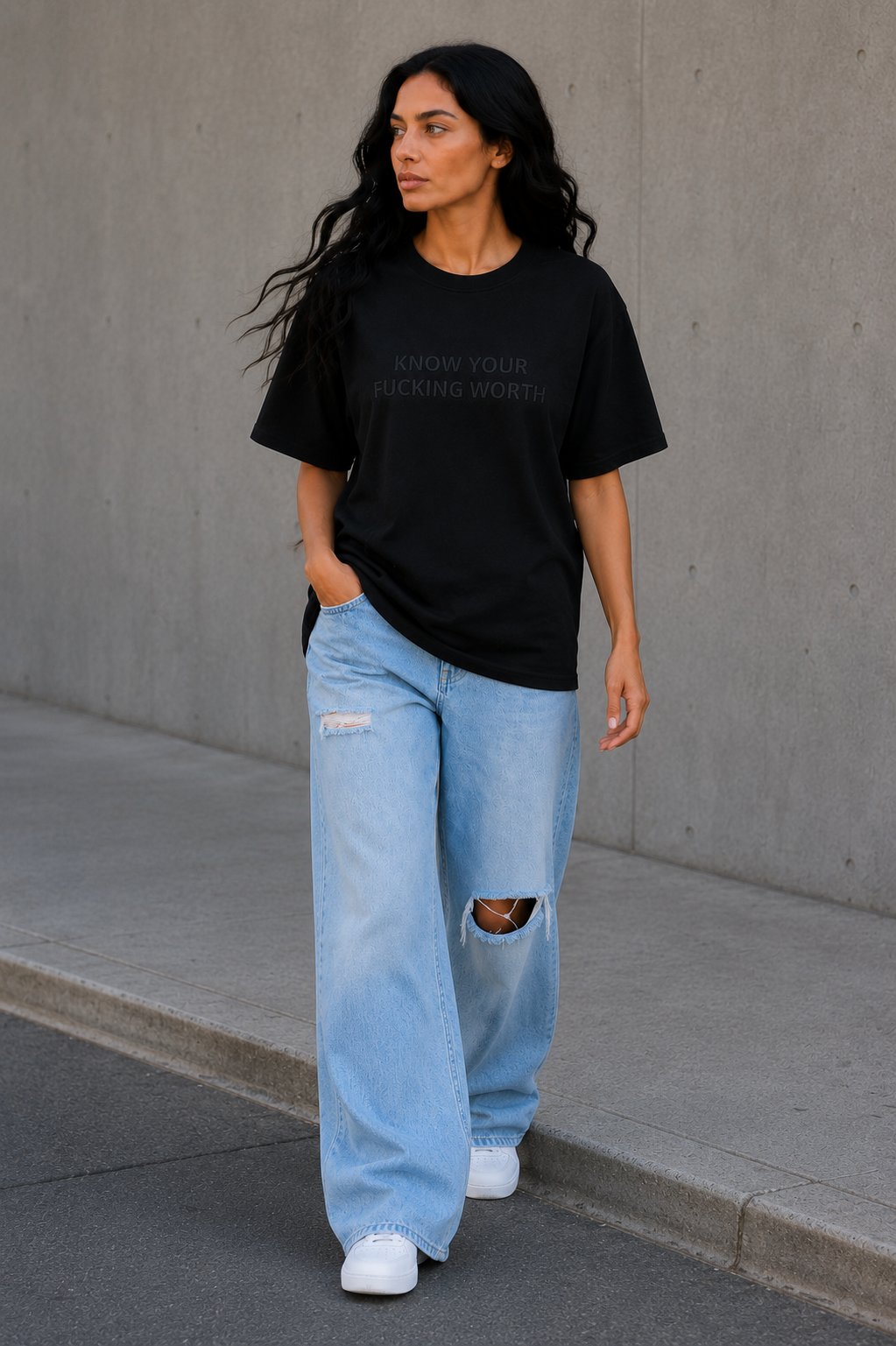 KNOW YOUR FUCKING WORTH Embroidered Tee