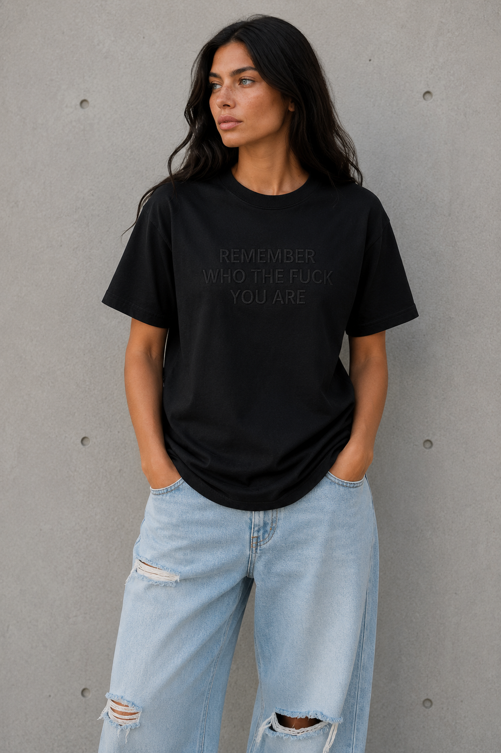 REMEMBER WHO THE FUCK YOU ARE Embroidered Tee