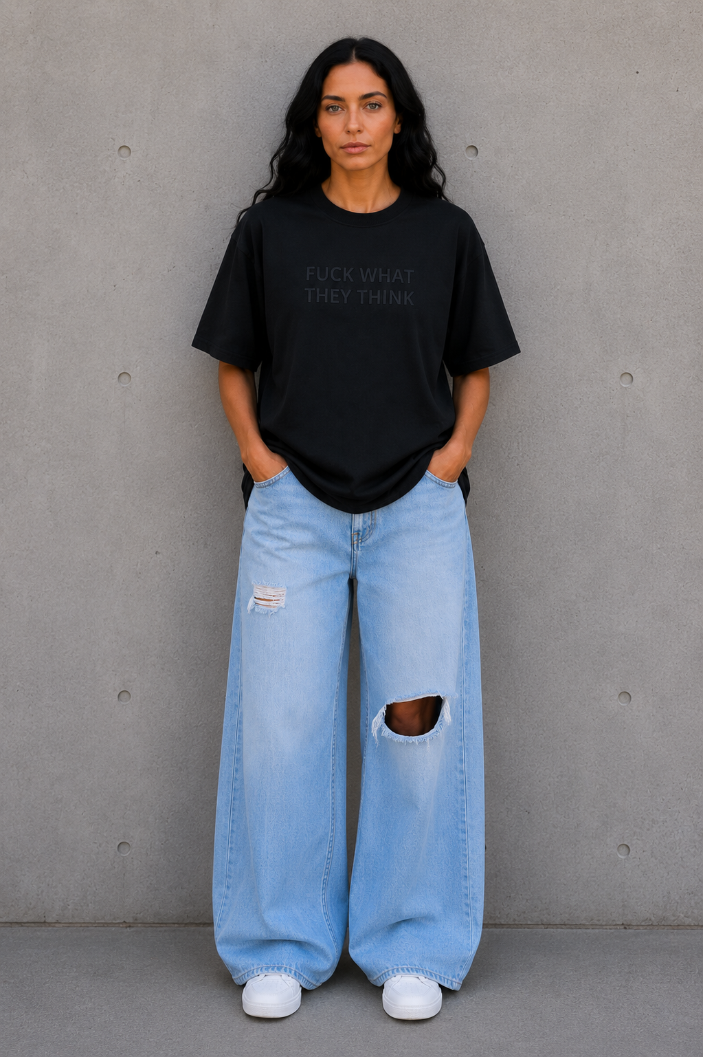 FUCK WHAT THEY THINK Embroidered Tee