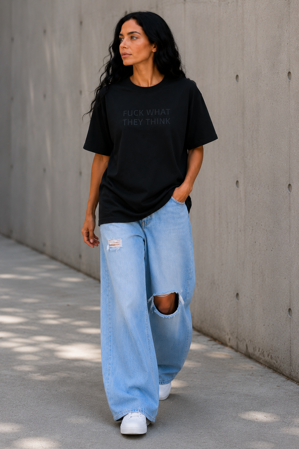 FUCK WHAT THEY THINK Embroidered Tee