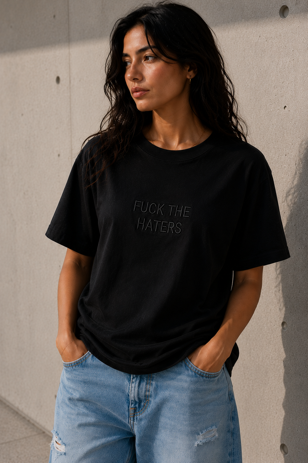 FUCK THE HATERS Embroidered Tee