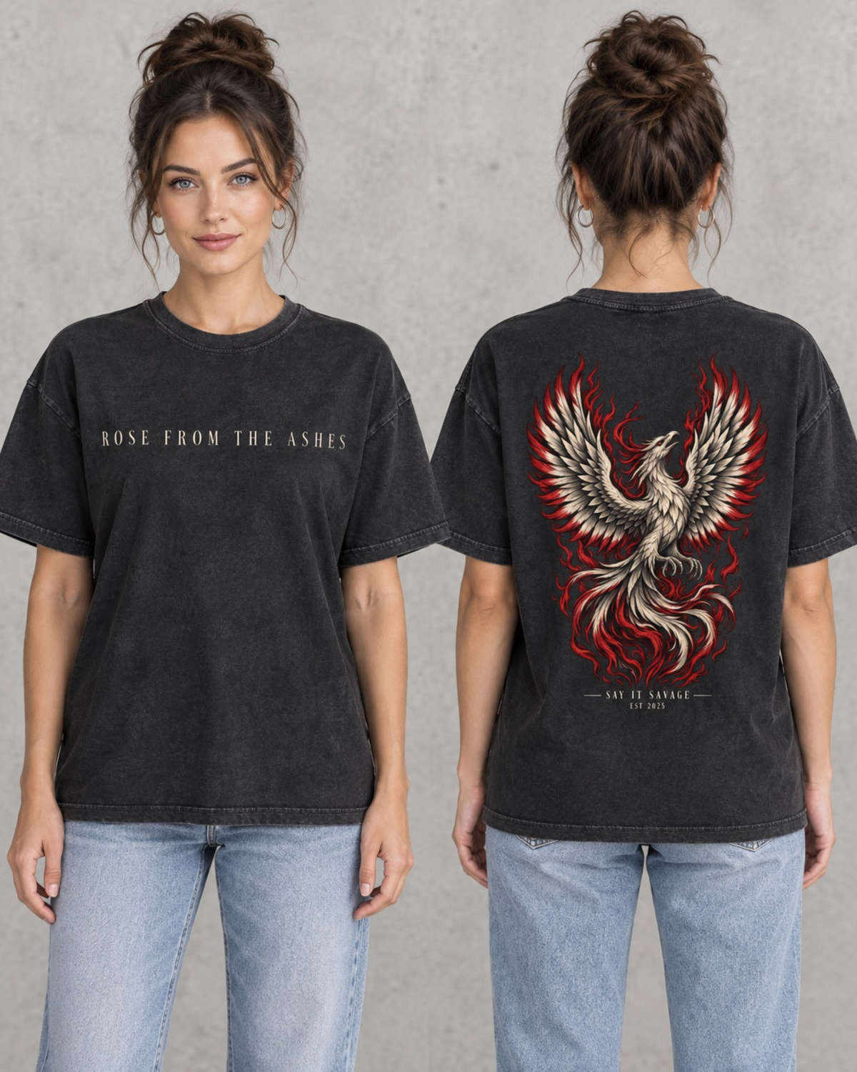 Rose From The Ashes Tee in Washed Black.