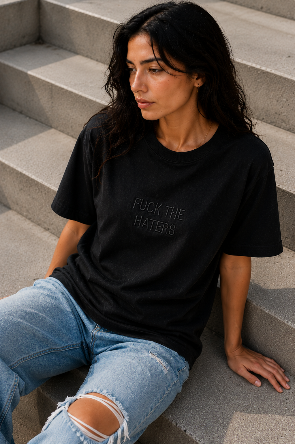 FUCK THE HATERS Embroidered Tee