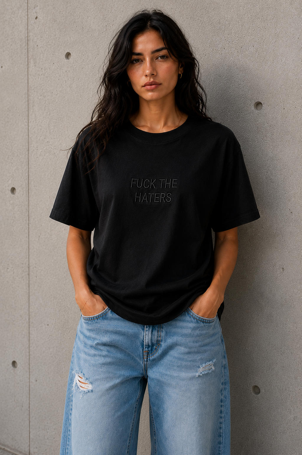 FUCK THE HATERS Embroidered Tee