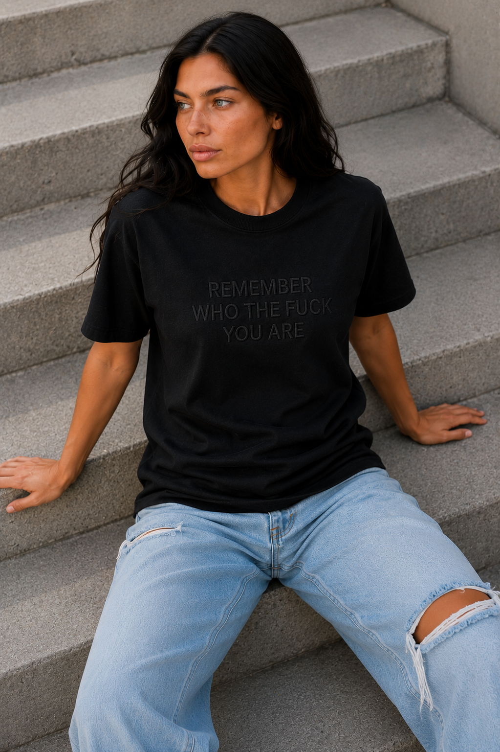REMEMBER WHO THE FUCK YOU ARE Embroidered Tee