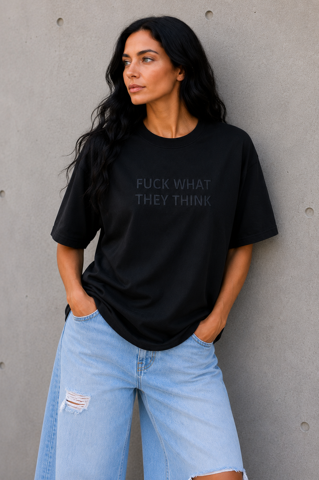 FUCK WHAT THEY THINK Embroidered Tee