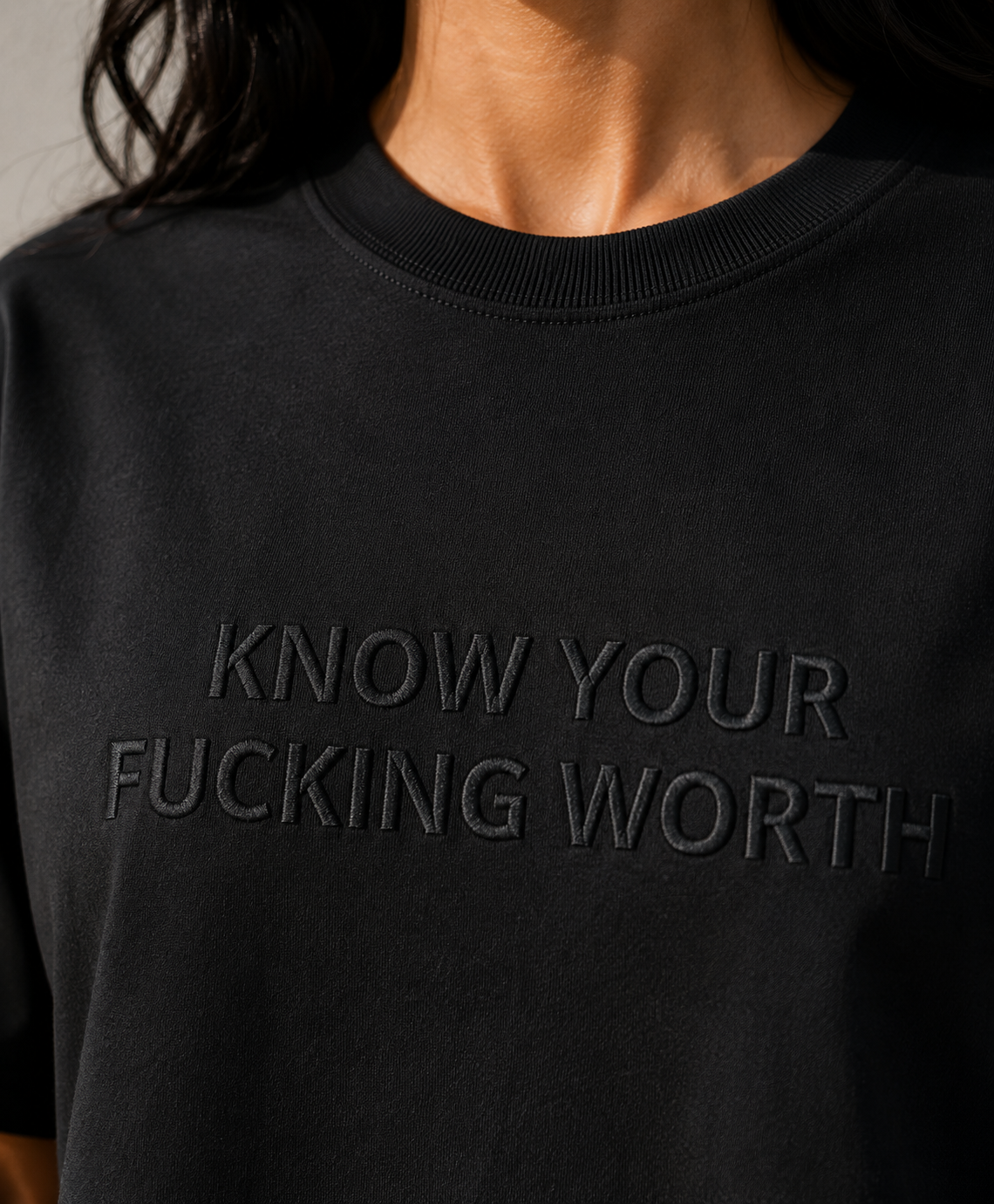 KNOW YOUR FUCKING WORTH Embroidered Tee