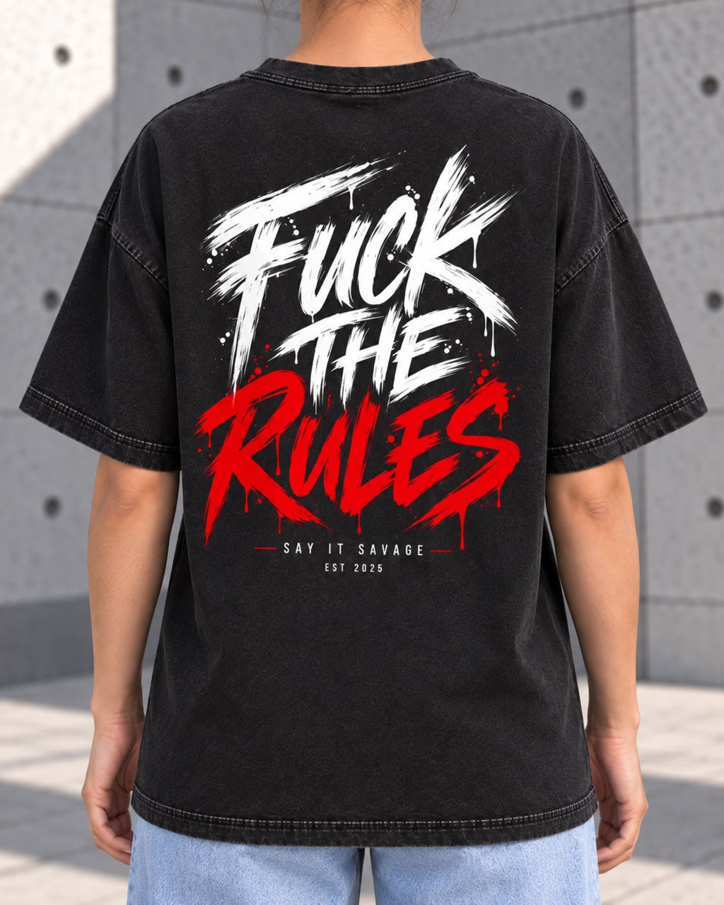 Fuck The Rules Tee- Vintage Wash Cotton T-Shirt